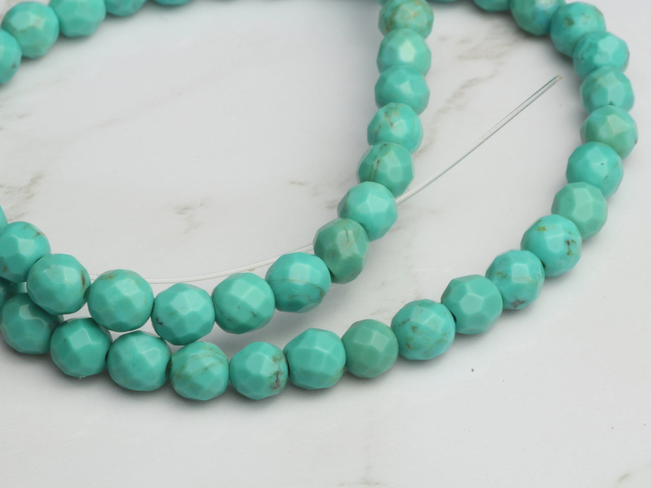 Natural Blue-Green Turquoise 4mm Faceted Rounds