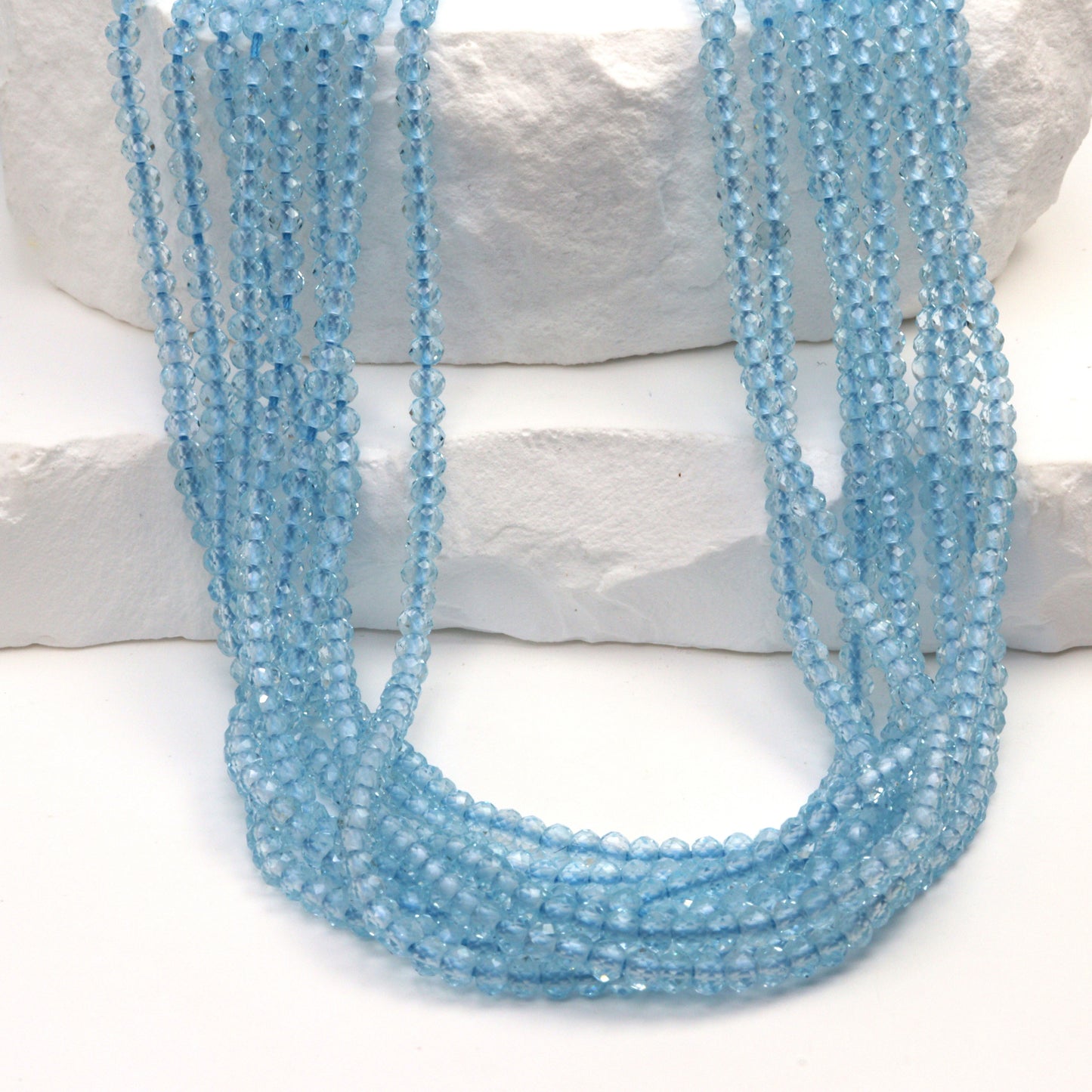Sky Blue Topaz 3mm Faceted Rondelles Bead Strand