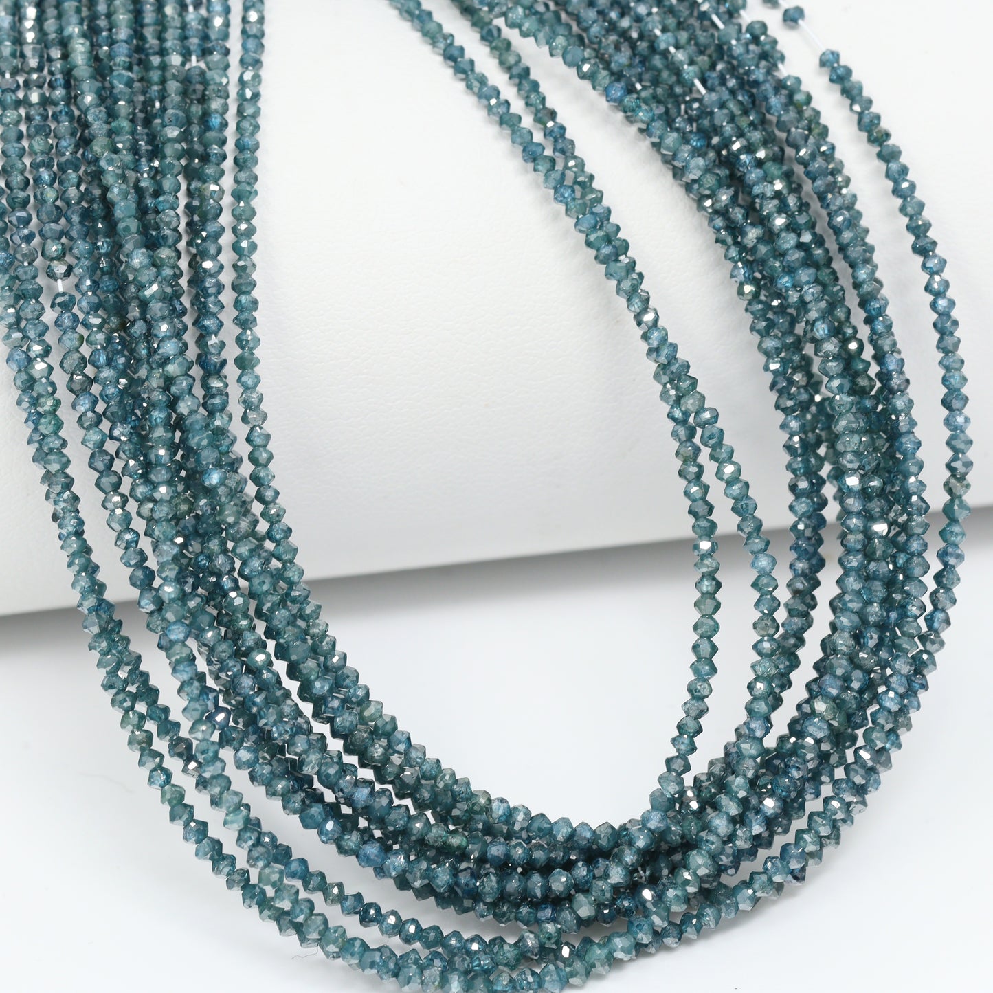 Blue Diamond 1.5mm – 2.2mm Hand Faceted Rondelles Bead Strand