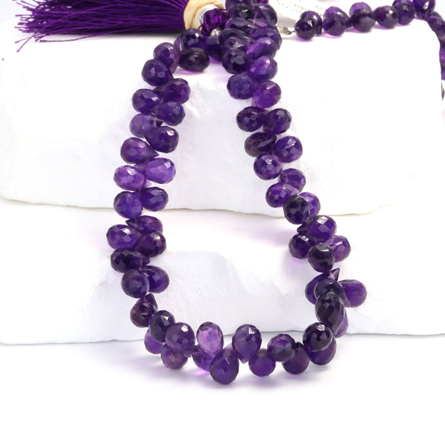 Purple Amethyst 7x5mm Faceted Teardrop Briolettes