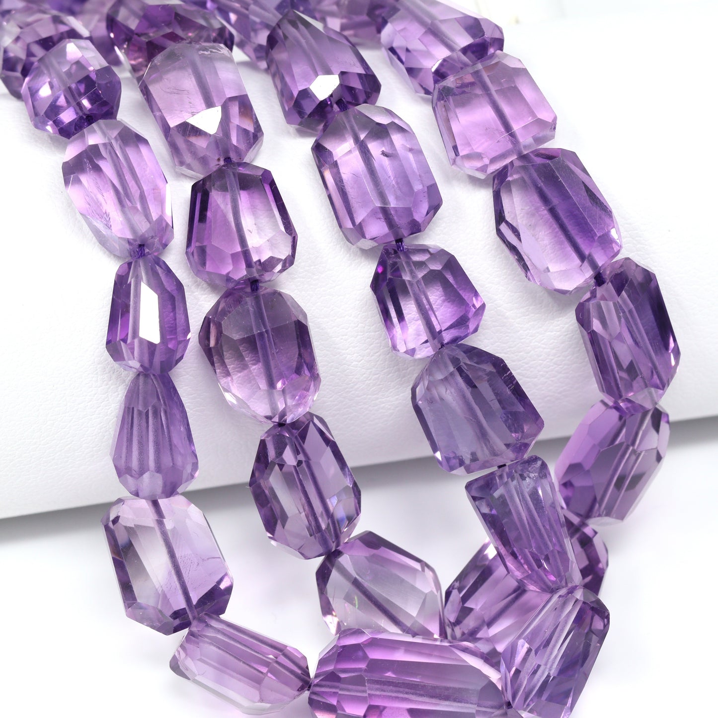 Purple Amethyst 10x5mm – 15x10mm Faceted Nuggets Bead Strand