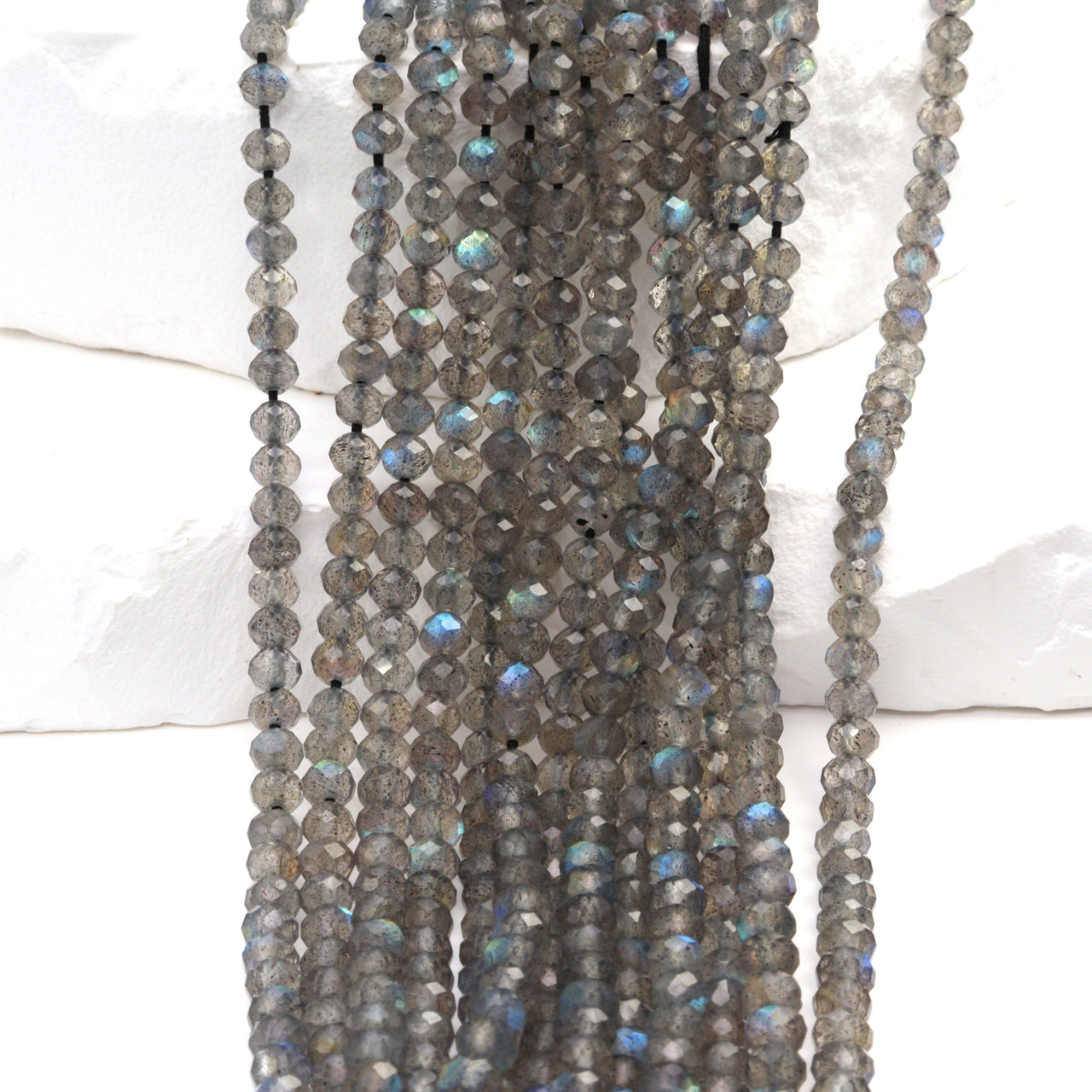 Blue Labradorite 4mm Faceted Rondelles Bead Strand