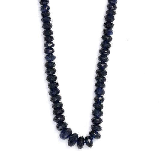 Navy Blue Sapphire 4mm - 5.5mm Hand Faceted Rondelles Bead Strand