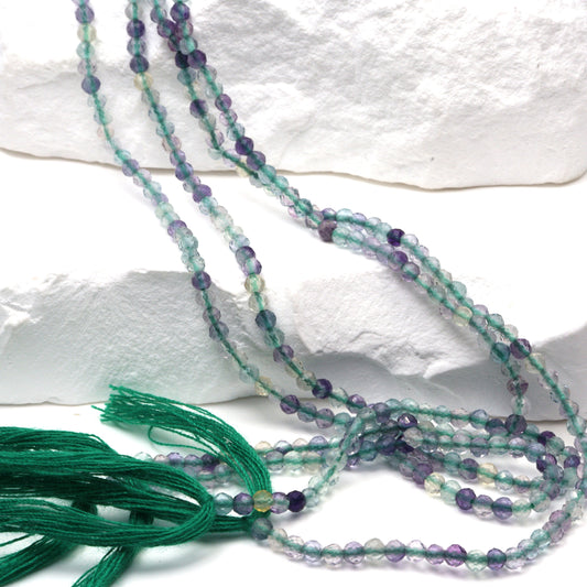 Green Fluorite 2.5mm Faceted Rounds Bead Strand