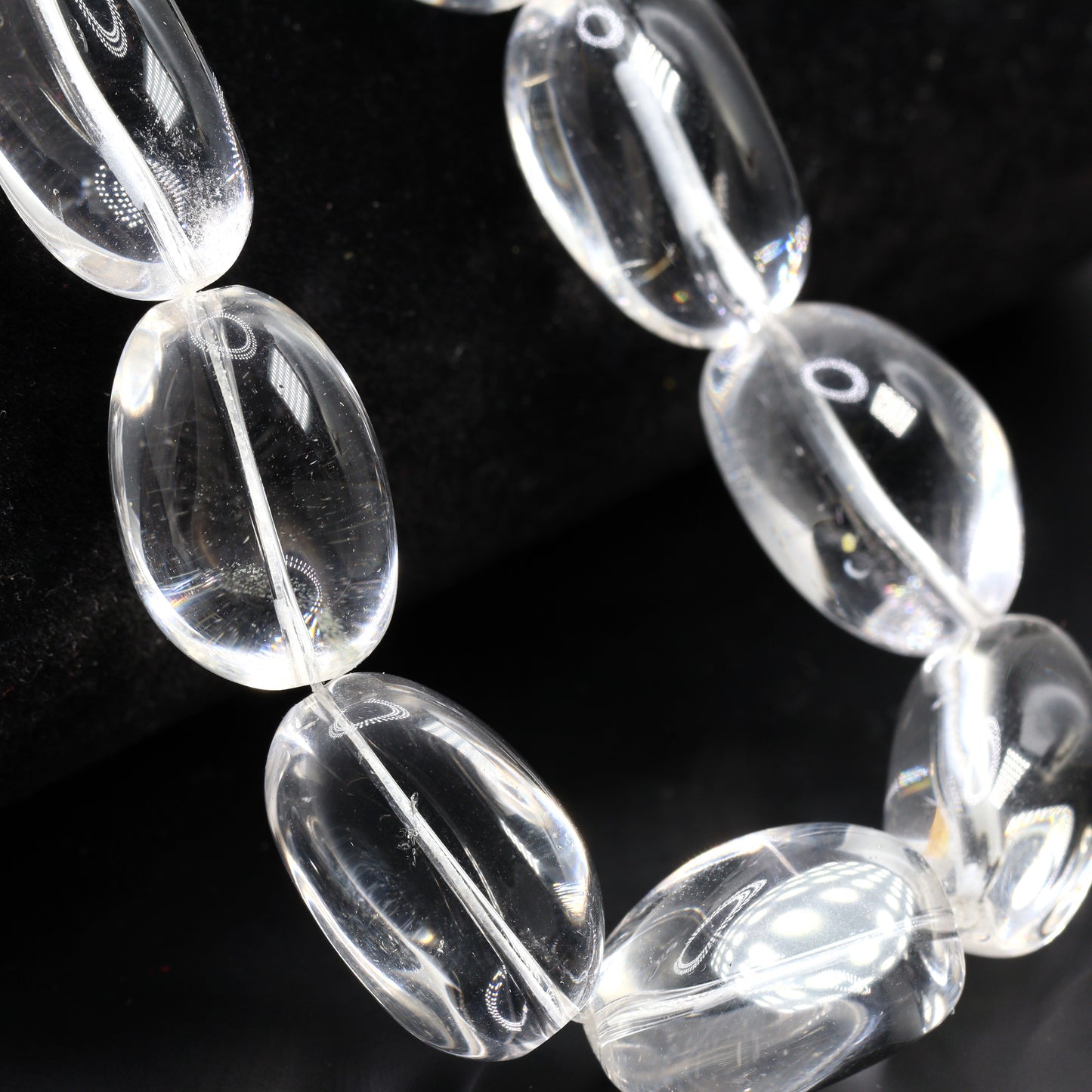 Crystal Quartz 25x15mm Smooth Nuggets Bead Strand