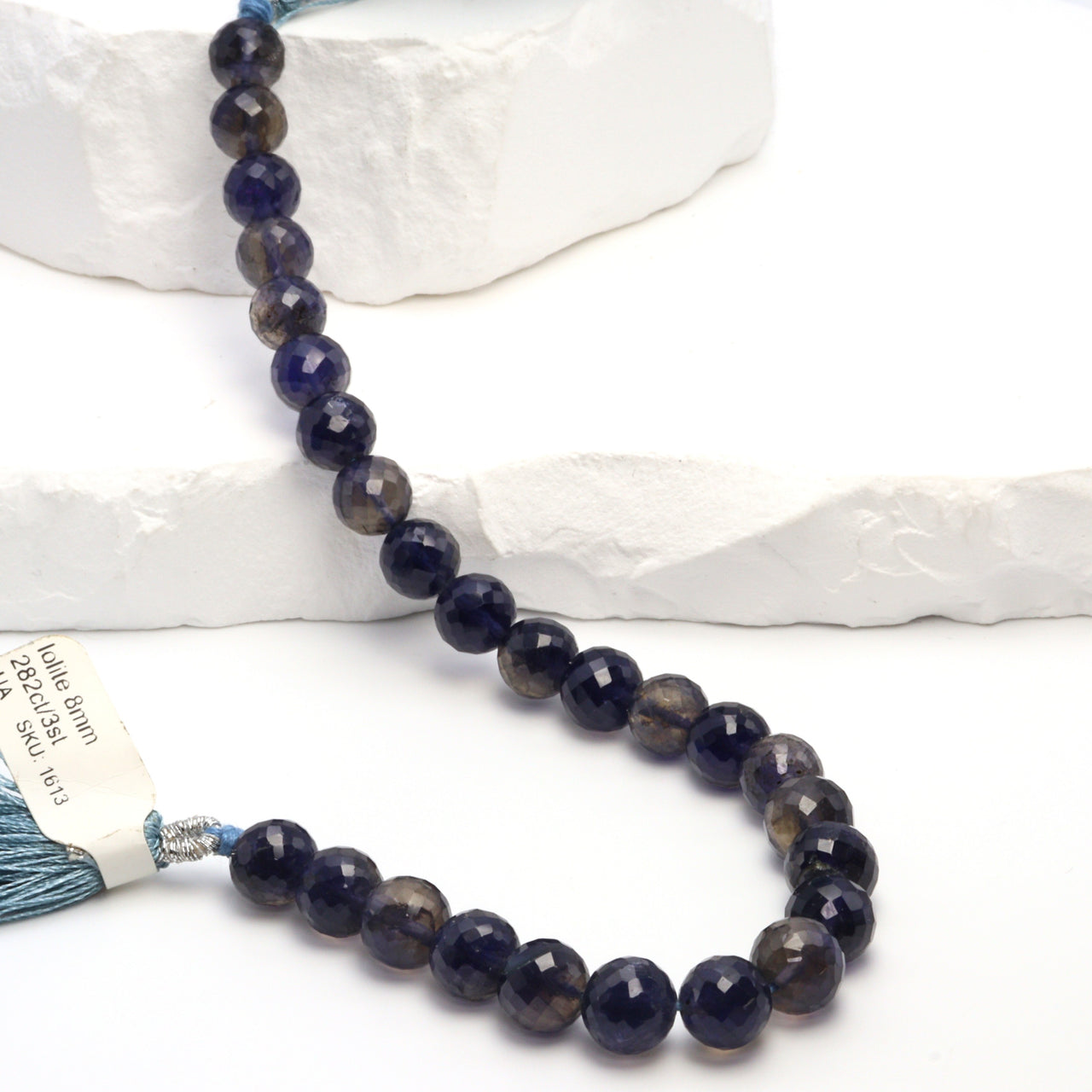 Blue Iolite 8mm Faceted Rounds Bead Strand