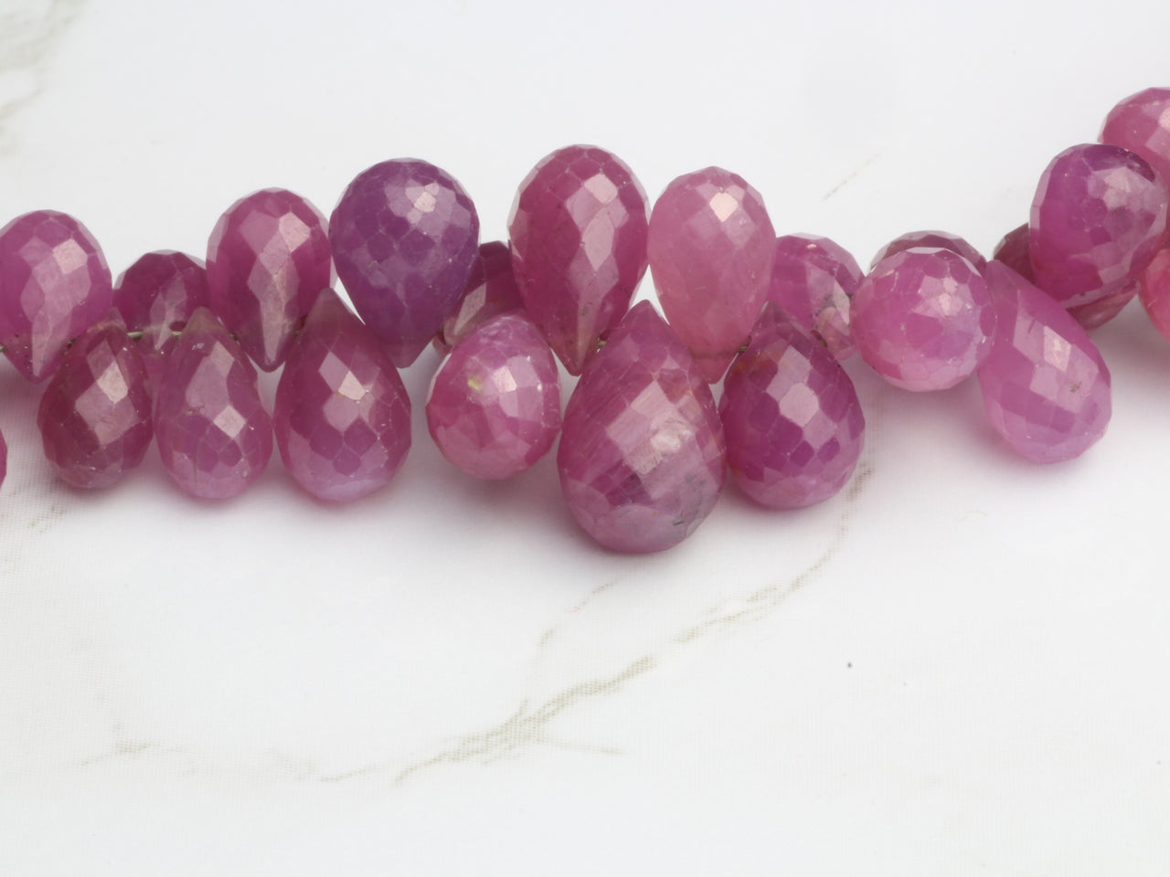 Pink Sapphire 6x4mm Faceted Teardrop Briolettes Bead Strand