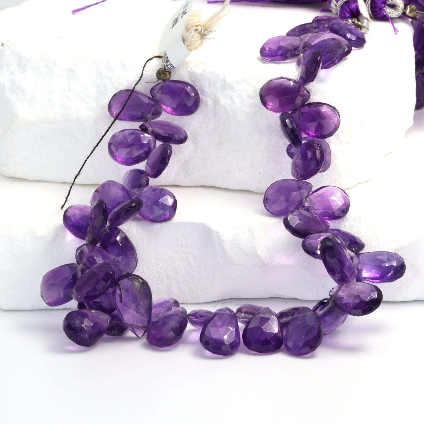 Purple Amethyst 12x7mm Faceted Pear Shaped Briolettes