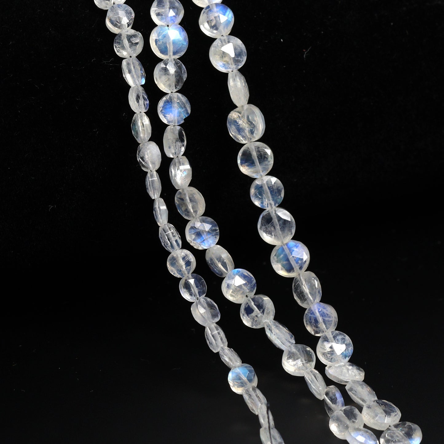 Rainbow Moonstone 4.5mm Faceted Coins Bead Strand