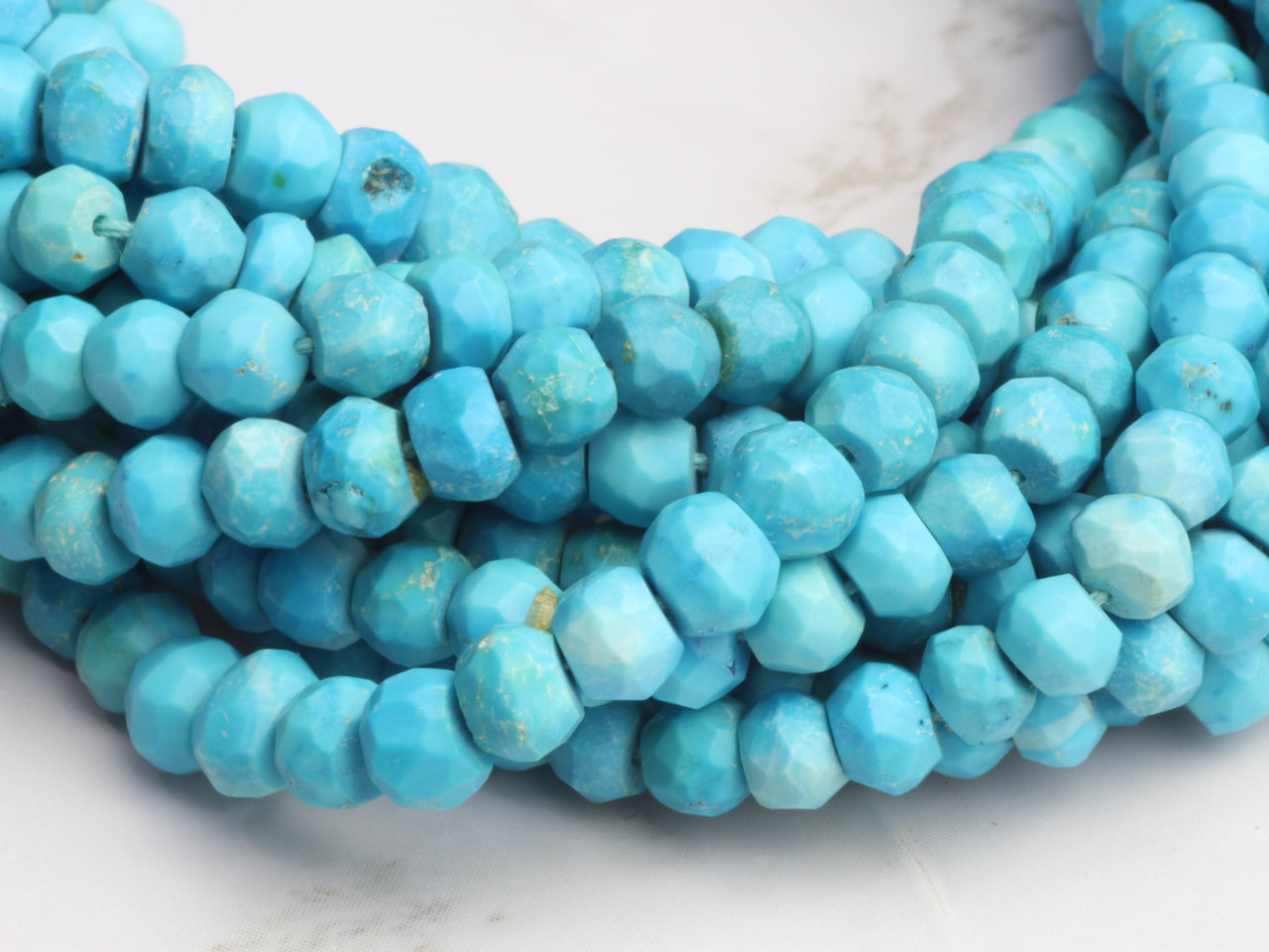 Blue Turquoise (R) 4mm Faceted Rondelles