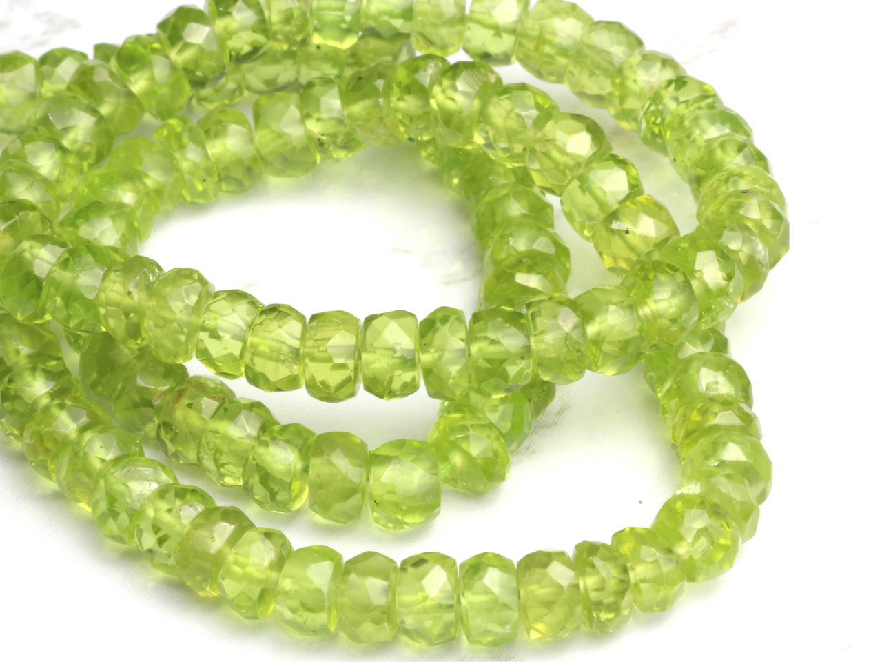 Green Peridot 4.5mm Faceted Rondelles