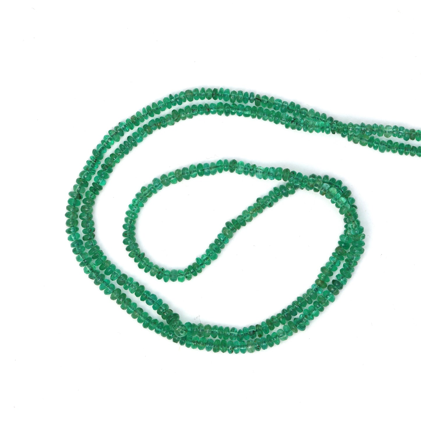 Green Emerald 2mm - 2.5mm Smooth Rondelles Bead Strand