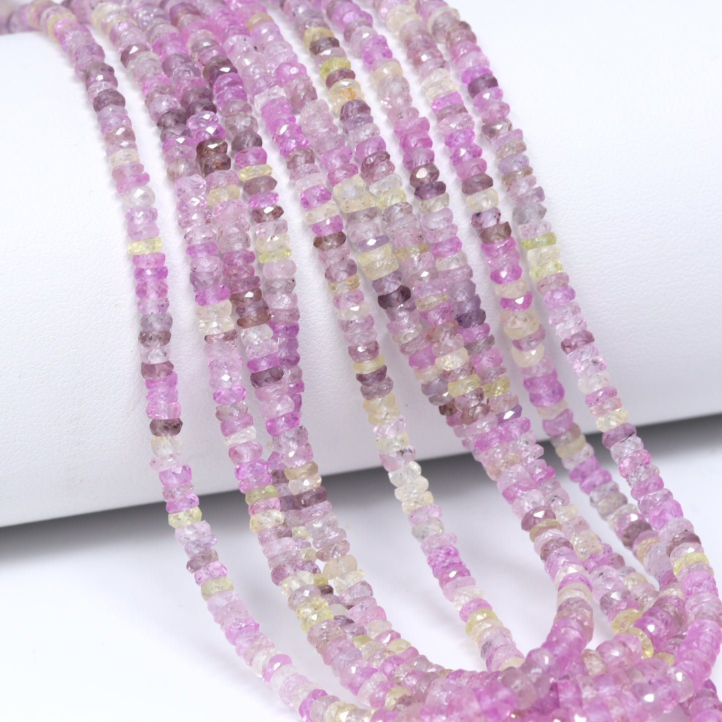 Multi Sapphire 3mm – 3.5mm Hand Faceted Rondelles Bead Strand