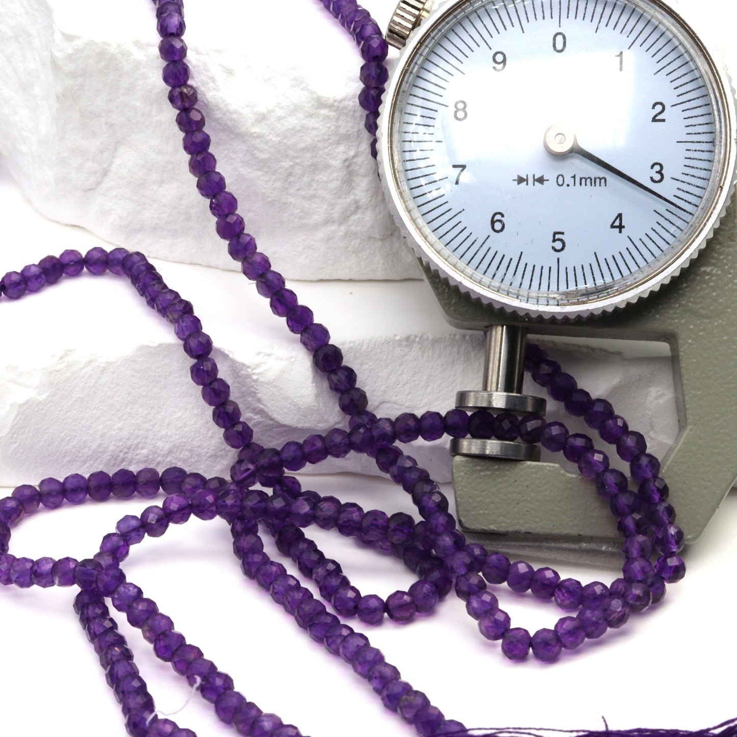 Purple Amethyst 3mm Faceted Rondelles Bead Strand
