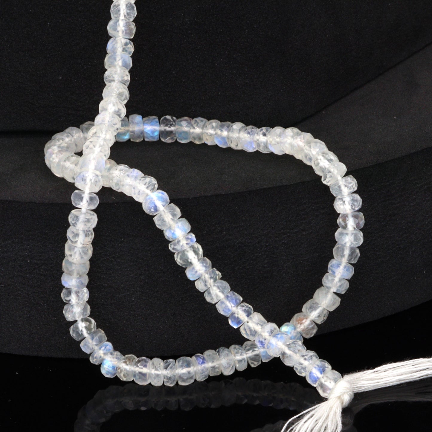 AA Blue Rainbow Moonstone 4.5mm Faceted Rondelles