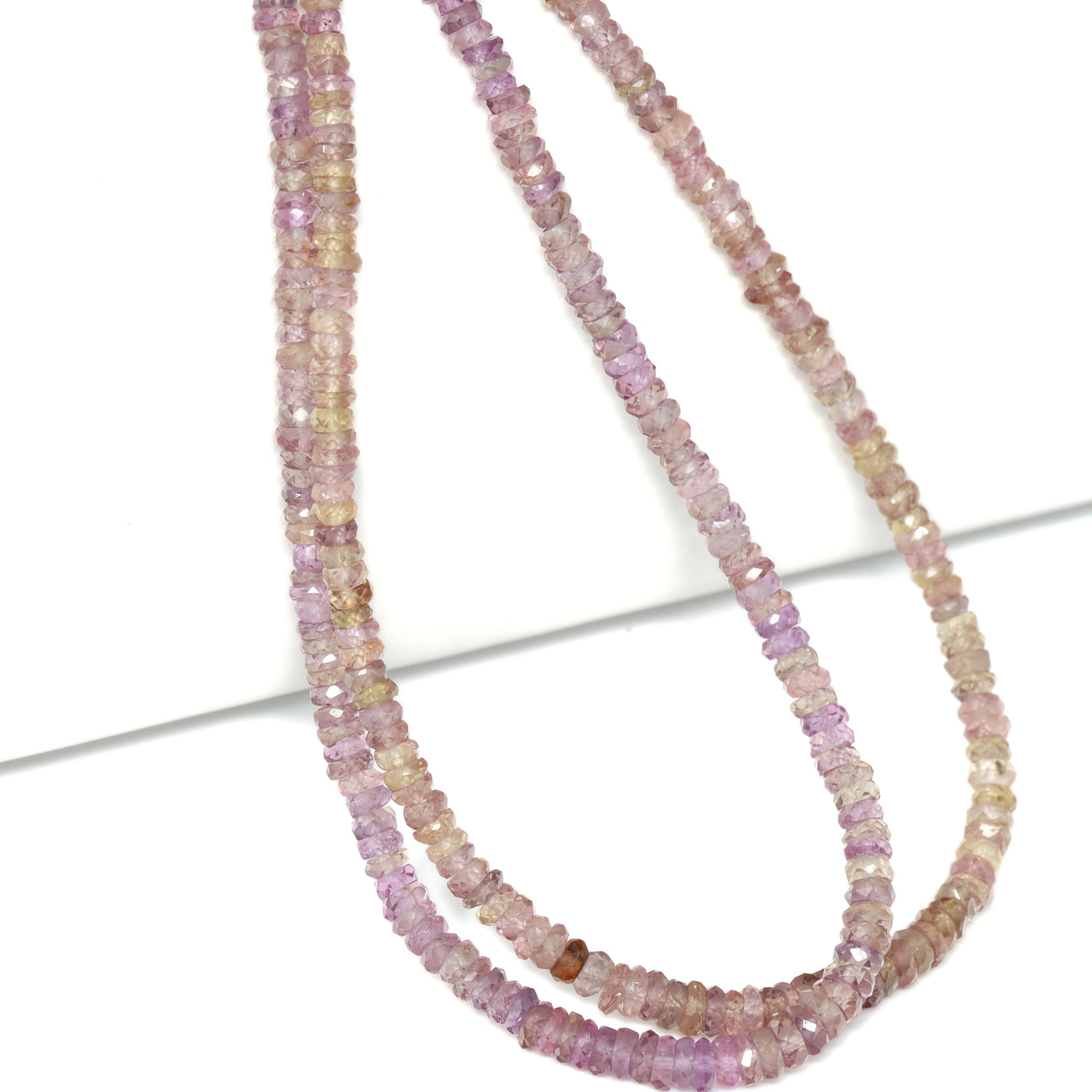 Brown Sapphire 3mm – 4mm Hand Faceted Rondelles Bead Strand