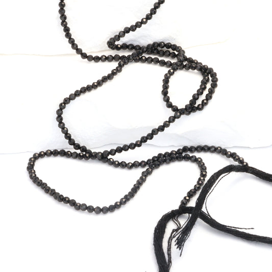 Black Spinel 2mm Faceted Rounds Bead Strand