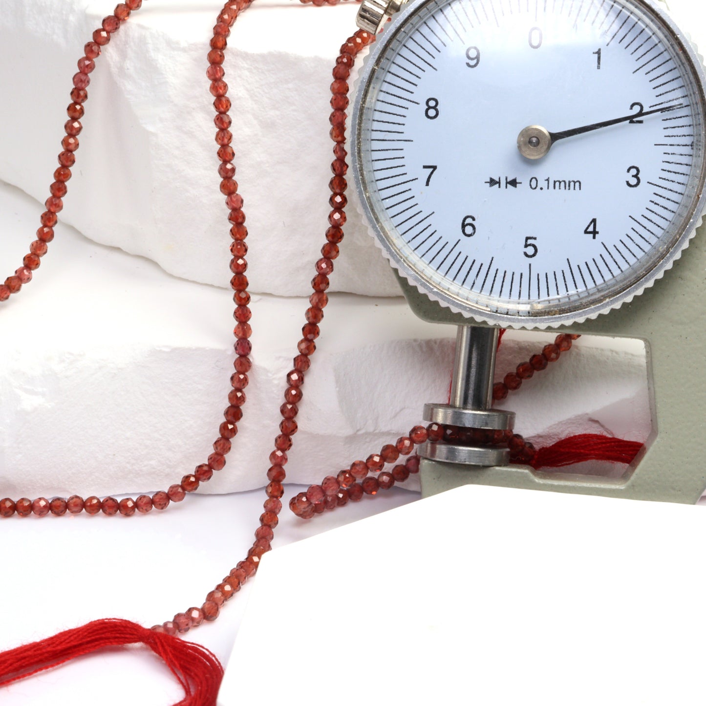 Red Garnet 2mm Faceted Rounds Bead Strand