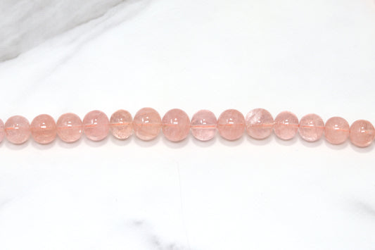 Pink Morganite 6mm-11mm Smooth Rondelles 1 Strand Bead Necklace