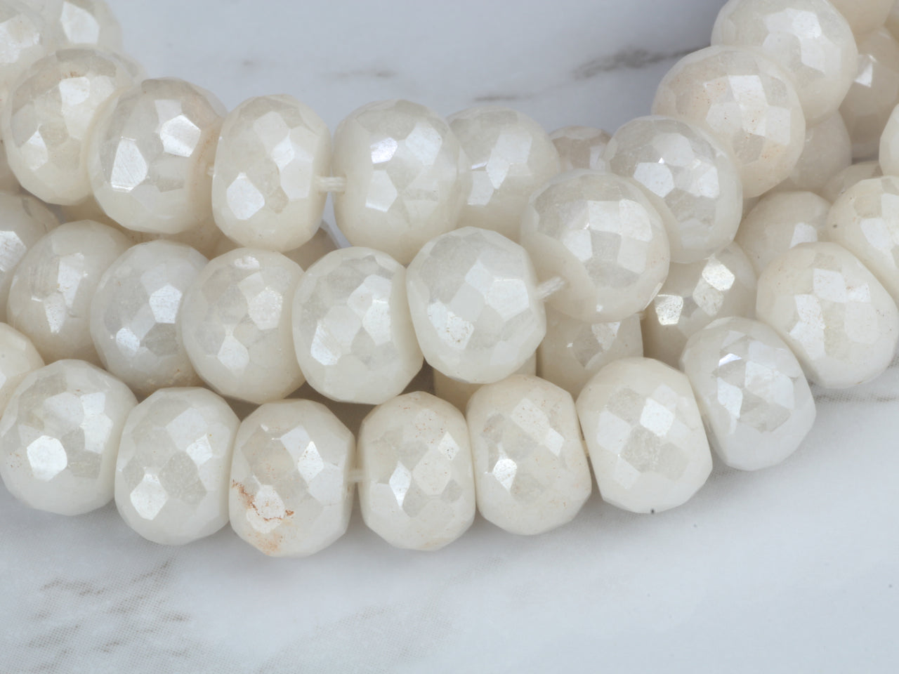 White Silverite 8mm Faceted Rondelles