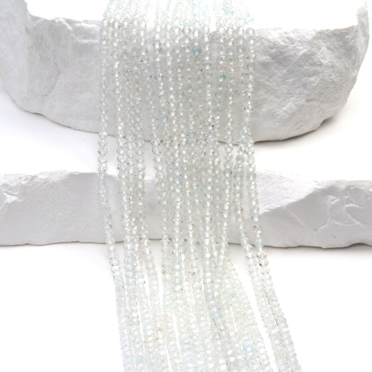 White Topaz 2mm Faceted Rounds Bead Strand