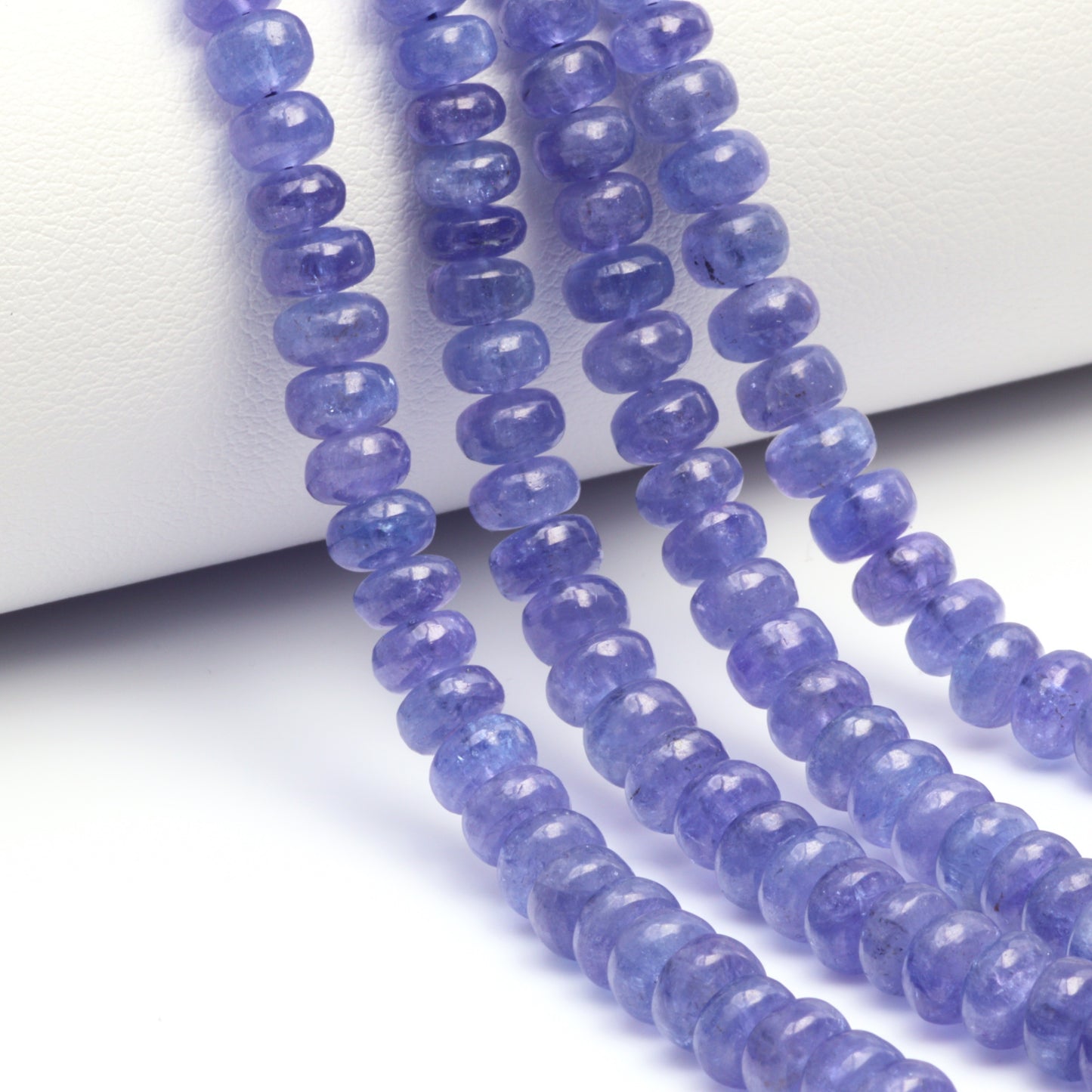 Blue Tanzanite 4mm - 5.5mm Smooth Rondelles Bead Strand