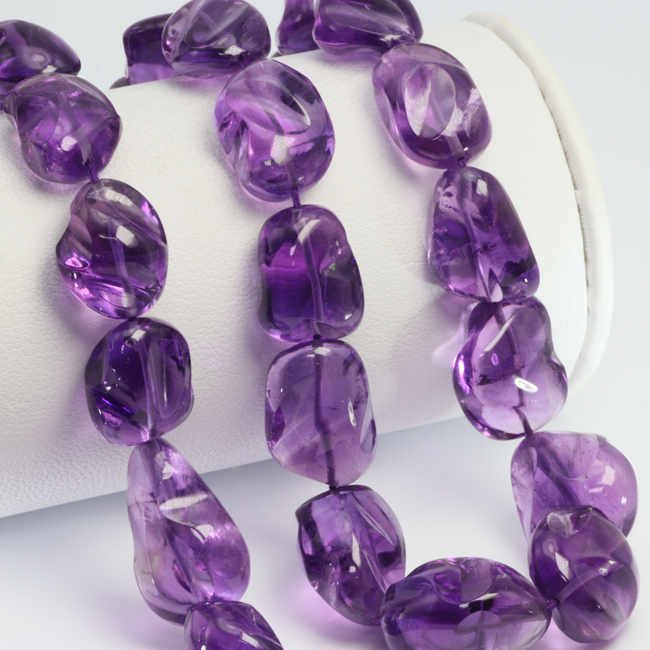 AA Purple Amethyst 10x8mm - 14x10mm Smooth Nuggets Bead Strand