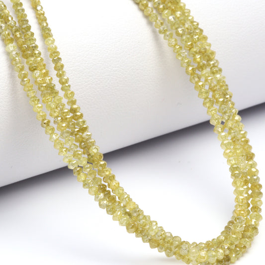 Yellow Diamond 1.8mm - 2.5mm Hand Faceted Rondelles Bead Strand