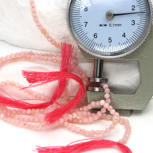 Pink Opal 2.5mm Faceted Rounds Bead Strand