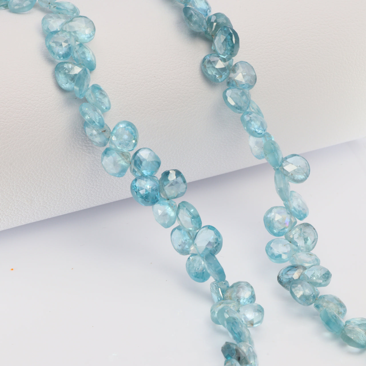 Blue Zircon 5.5mm Faceted Heart Shaped Briolettes