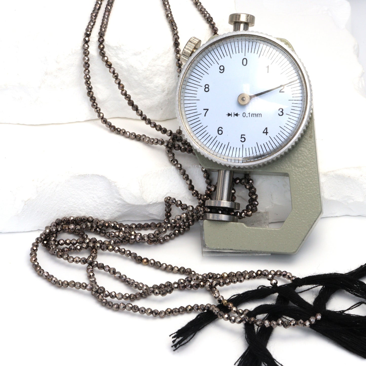 Gunmetal Plated Pyrite 2mm Faceted Rounds Bead Strand