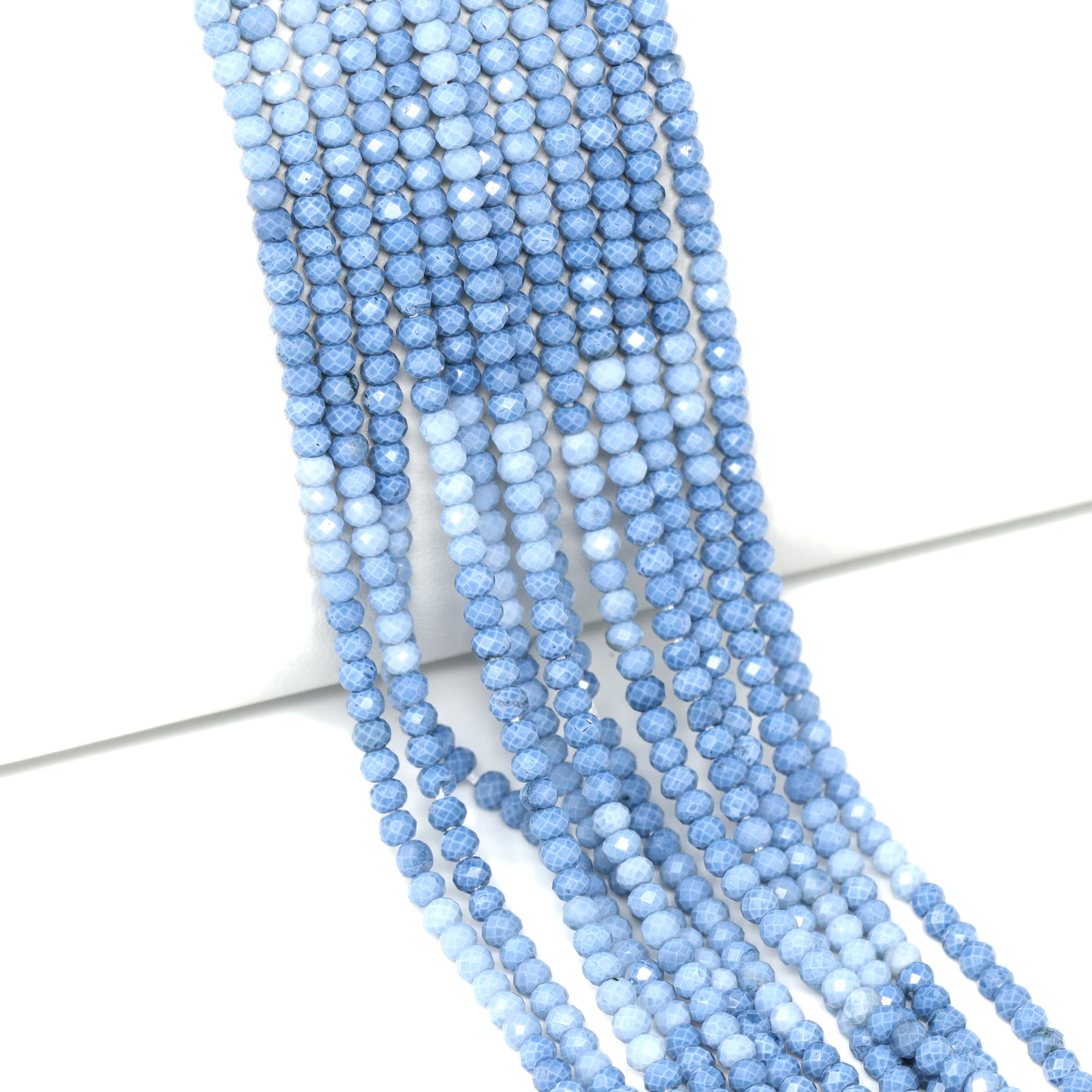 Shaded Blue Opal 3mm Faceted Rondelles Bead Strand