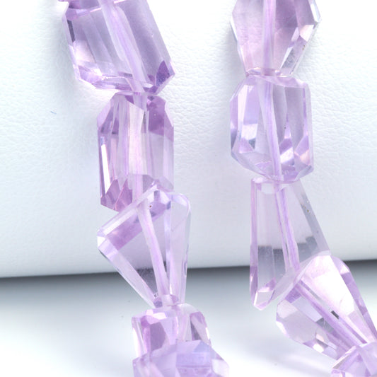 Pink Amethyst 14x7mm - 18x12mm Faceted Nuggets Bead Strand