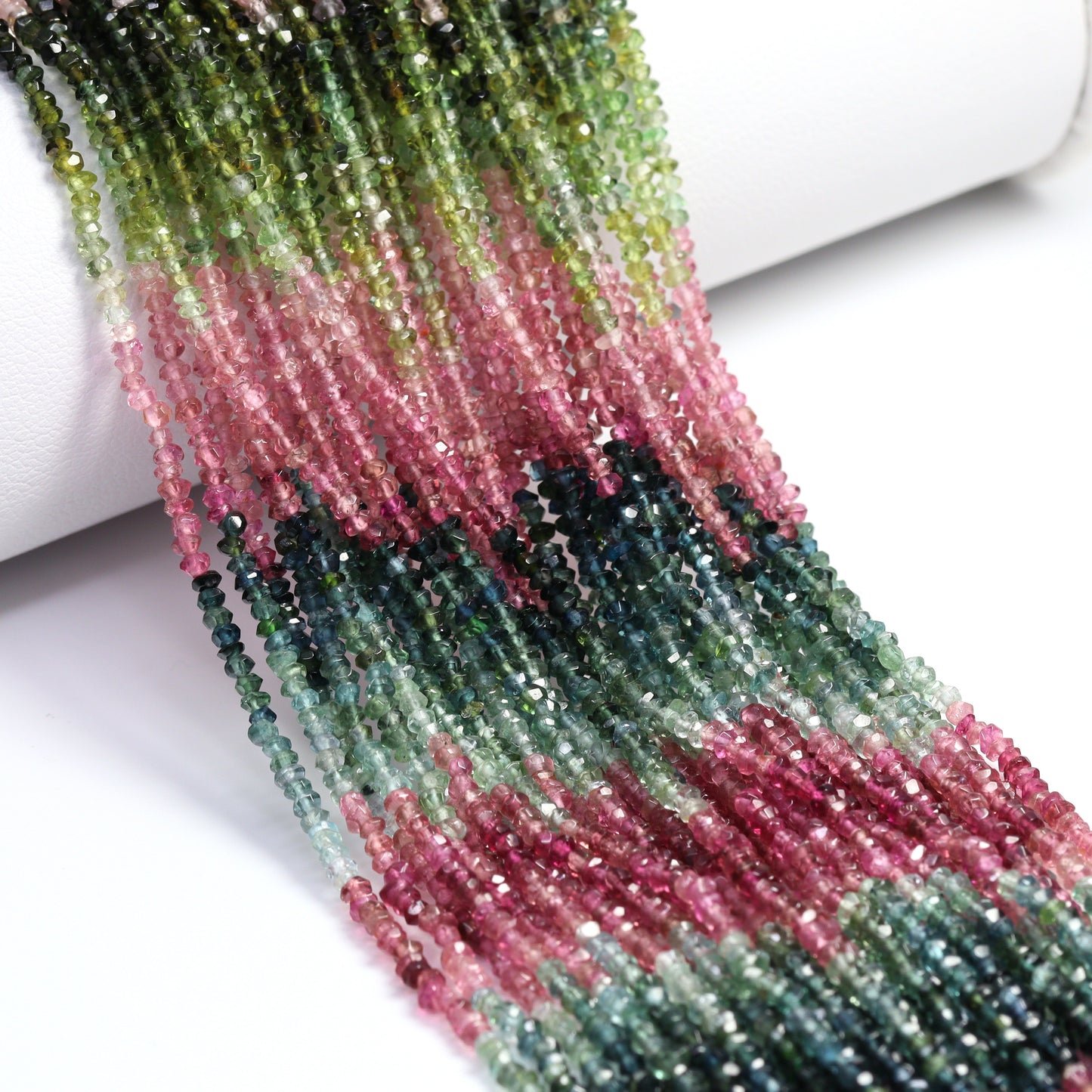 Watermelon Tourmaline 2mm Hand Faceted Rondelles Bead Strand