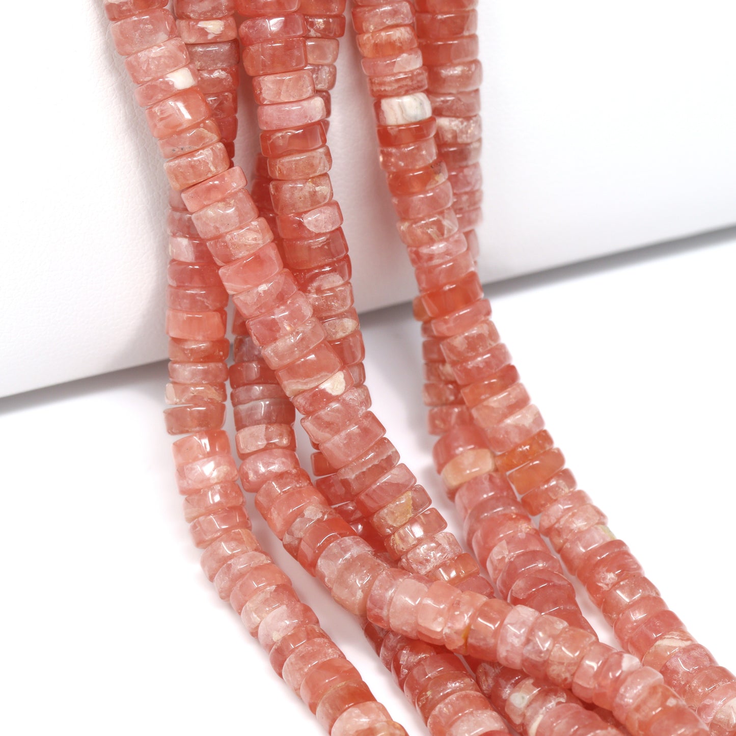 Pink Rhodochrosite 6mm Smooth Tires Bead Strand