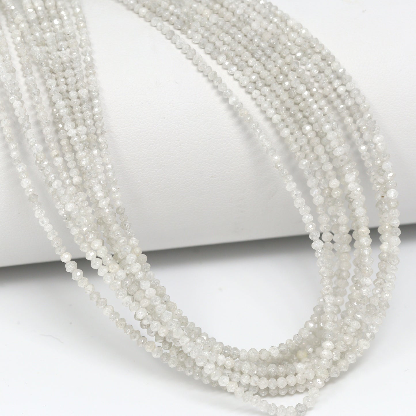 White Diamond 1.8mm – 2.2mm Hand Faceted Rondelles Bead Strand
