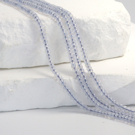 Natural Blue Chalcedony 3mm Smooth Rondelles Bead Strand