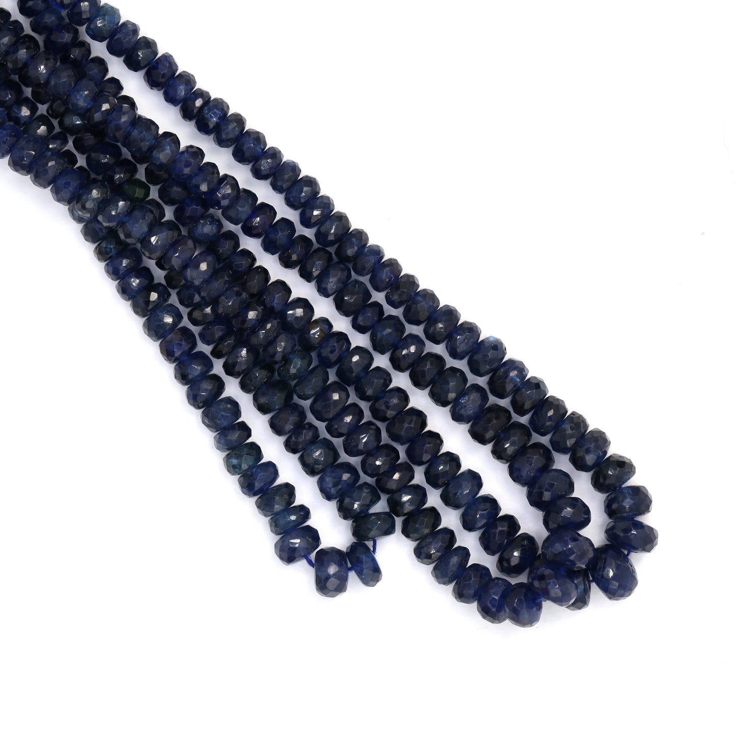 Navy Blue Sapphire 3mm - 5mm Hand Faceted Rondelles Bead Strand