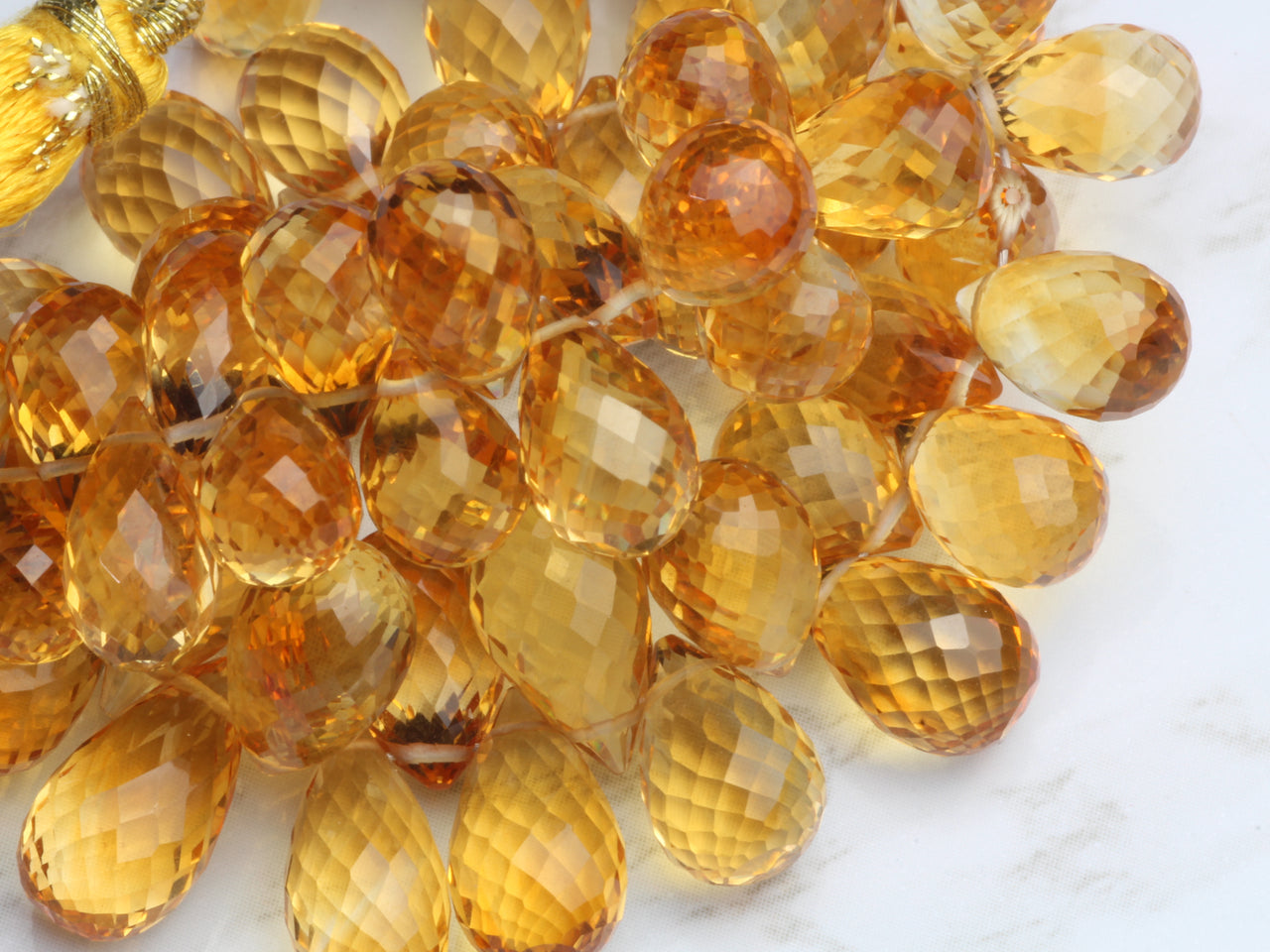 Yellow Citrine 10x6mm Faceted Teardrop Briolettes