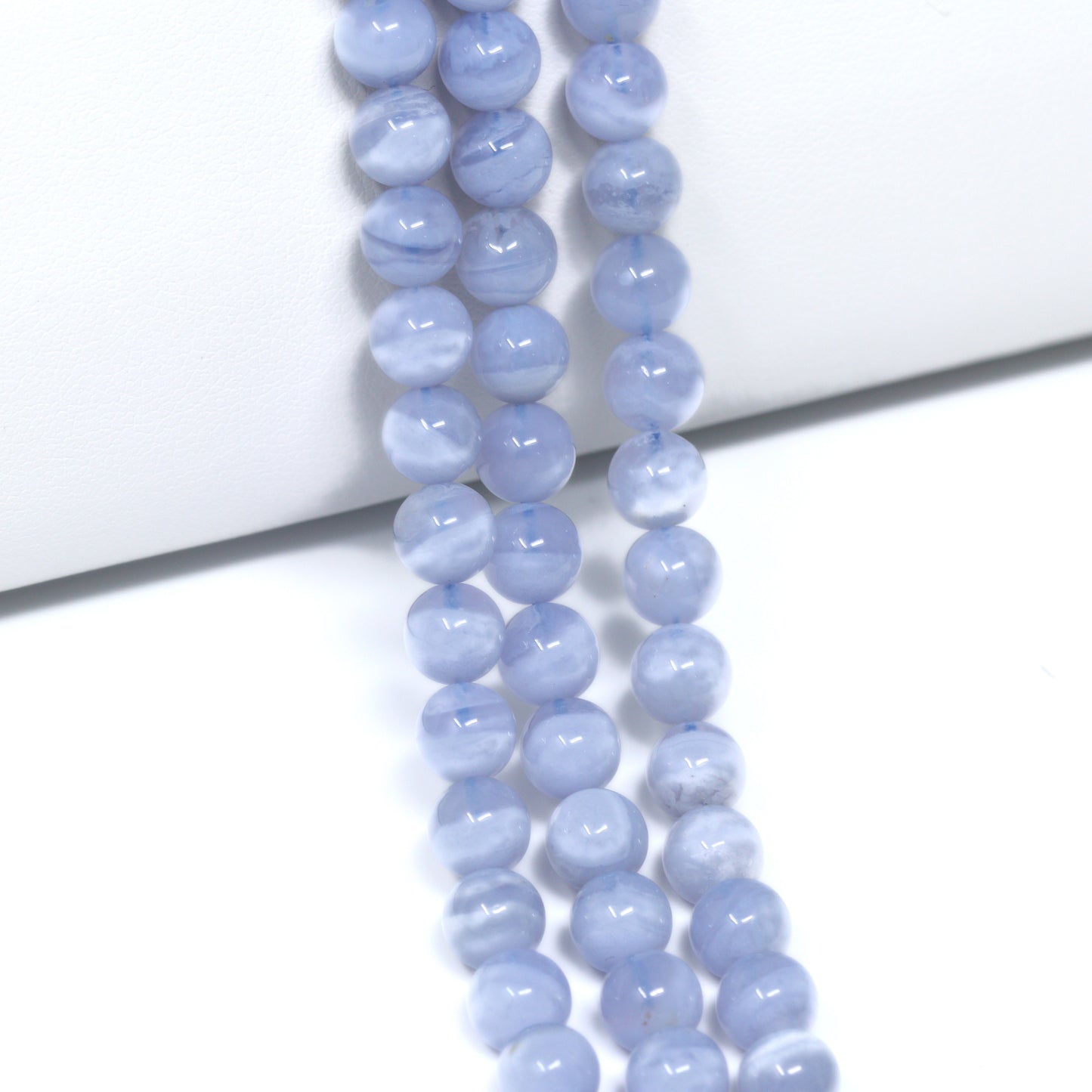 Blue Lace Agate 6mm Smooth Rounds Bead Strand