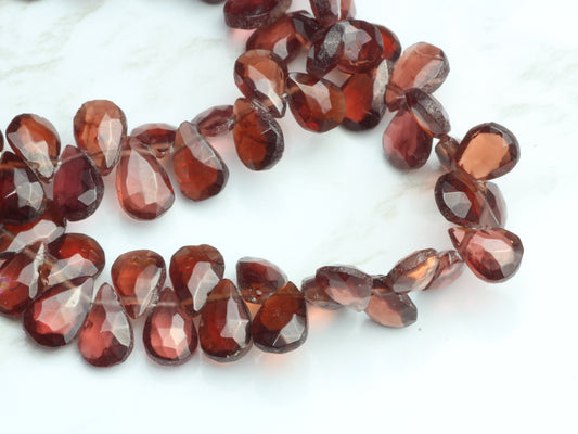 Red Garnet 7x5mm Faceted Pear Shaped Briolettes
