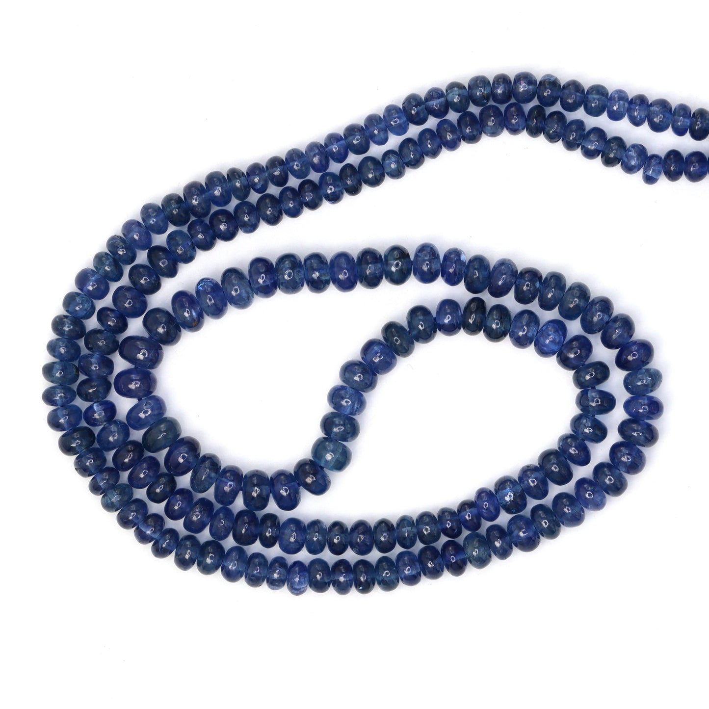 Royal Blue Sapphire 3.5mm - 4.0mm Smooth Rondelles Bead Strand
