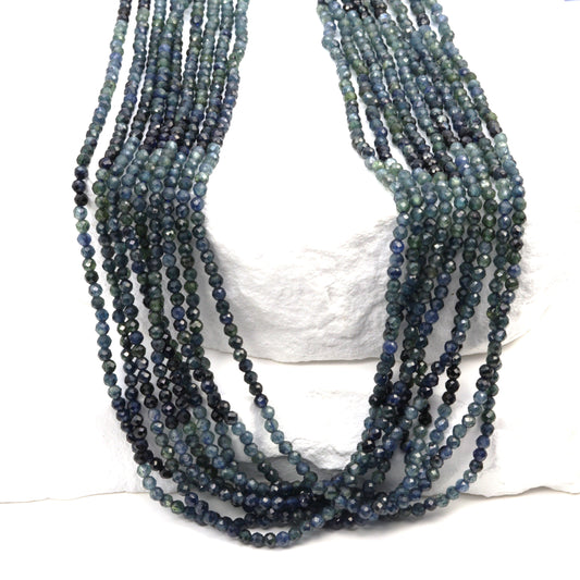 Ombre Blue Sapphire 2mm Faceted Rounds Bead Strand