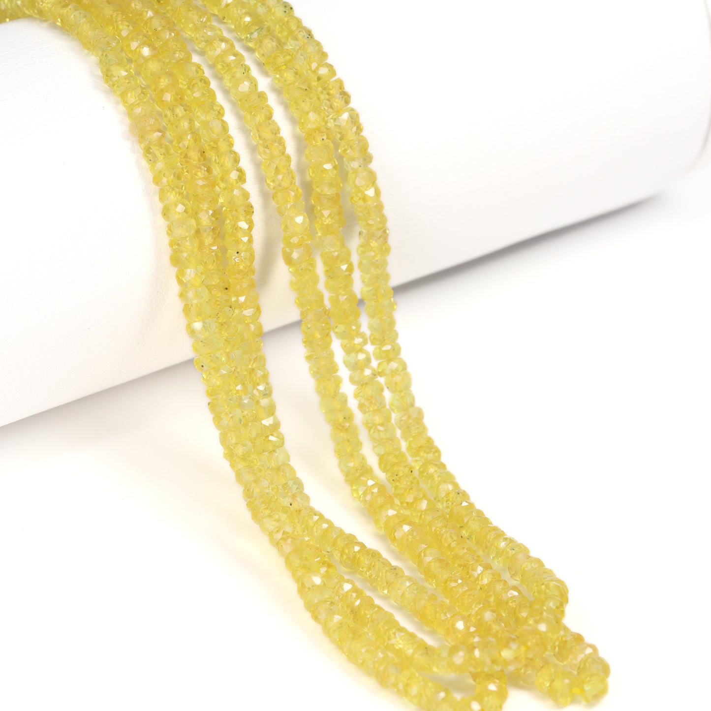 Yellow Sapphire 3mm Hand Faceted Rondelles Bead Strand