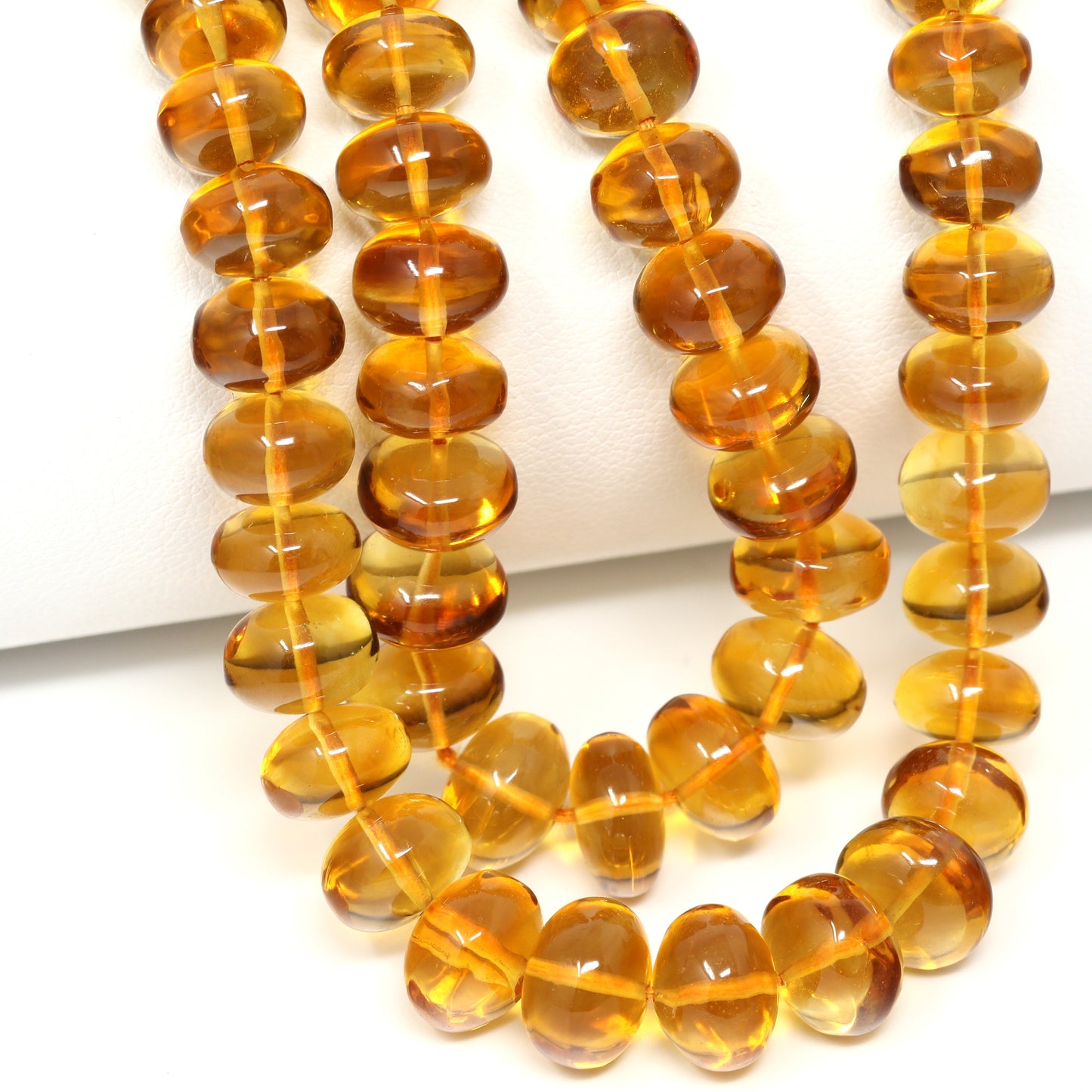 Orange Madeira Citrine 7mm – 10mm Smooth Rondelles Bead Strand