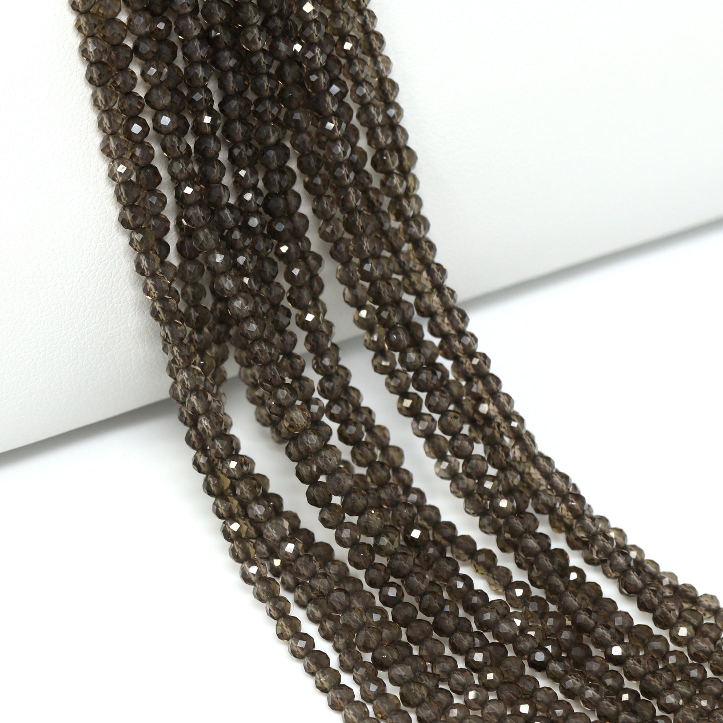 Brown Smoky Quartz 2.5mm Faceted Rounds Bead Strand