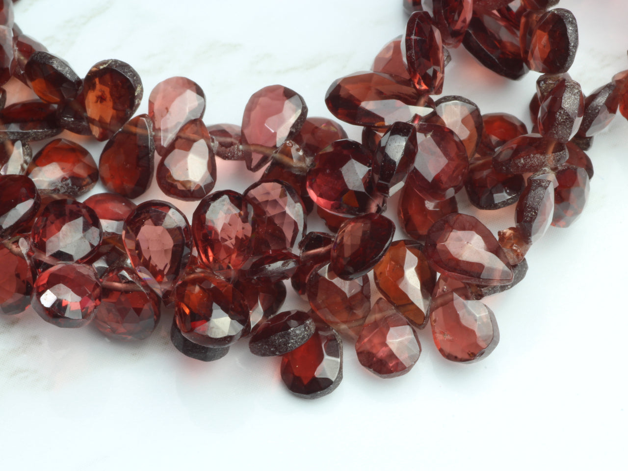 Red Garnet 7x5mm Faceted Pear Shaped Briolettes