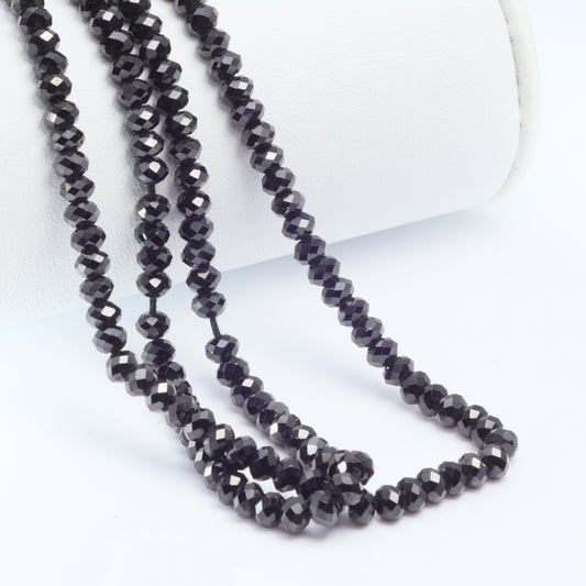 Black Spinel 4mm Faceted Rondelles Bead Strand