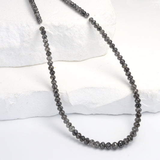 Gray Diamond 2.5mm - 4mm Hand Faceted Rondelles Bead Strand