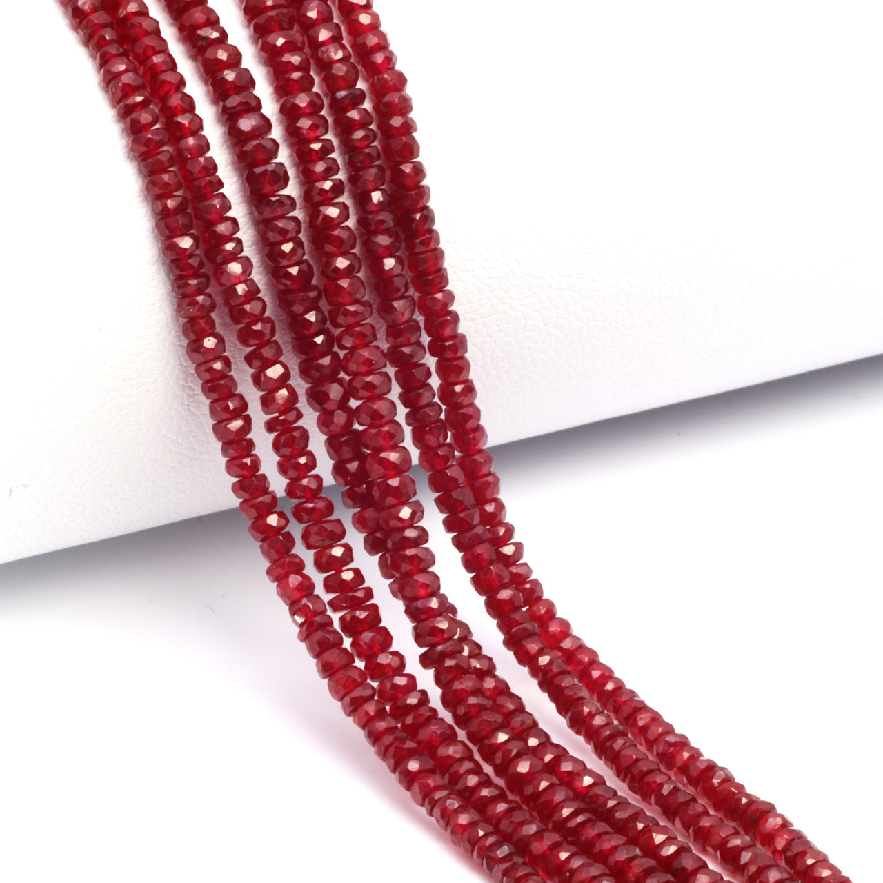 Red Ruby 2.5mm Hand Faceted Rondelles Bead Strand